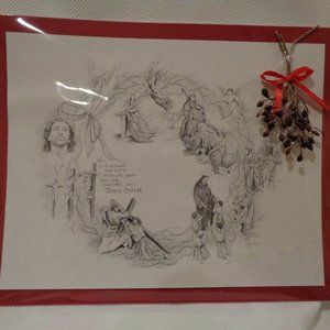 Christmas Jesus art print wreath style life of Jesus  John 3:16